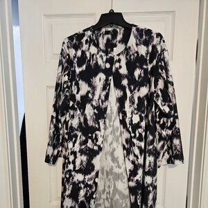 Natori Open Front Jacket Black and White Size XL